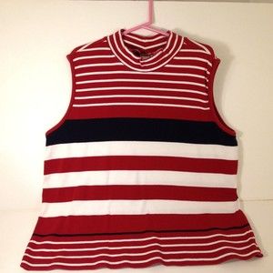 Vintage Cherokee Women's Sleeveless Striped Knit Shirt Size XL